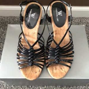 Worthington Saratoga black patent heels
